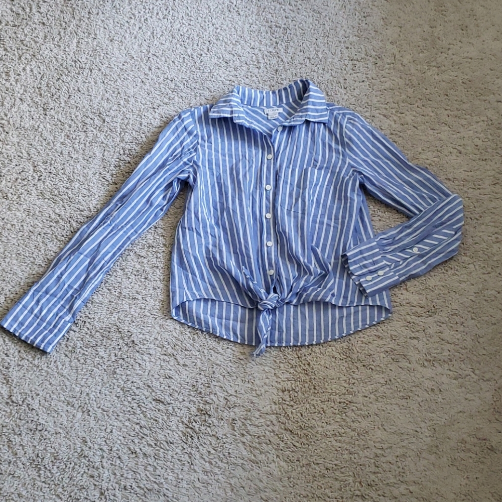 J Crew Tie Waist Button Down Top